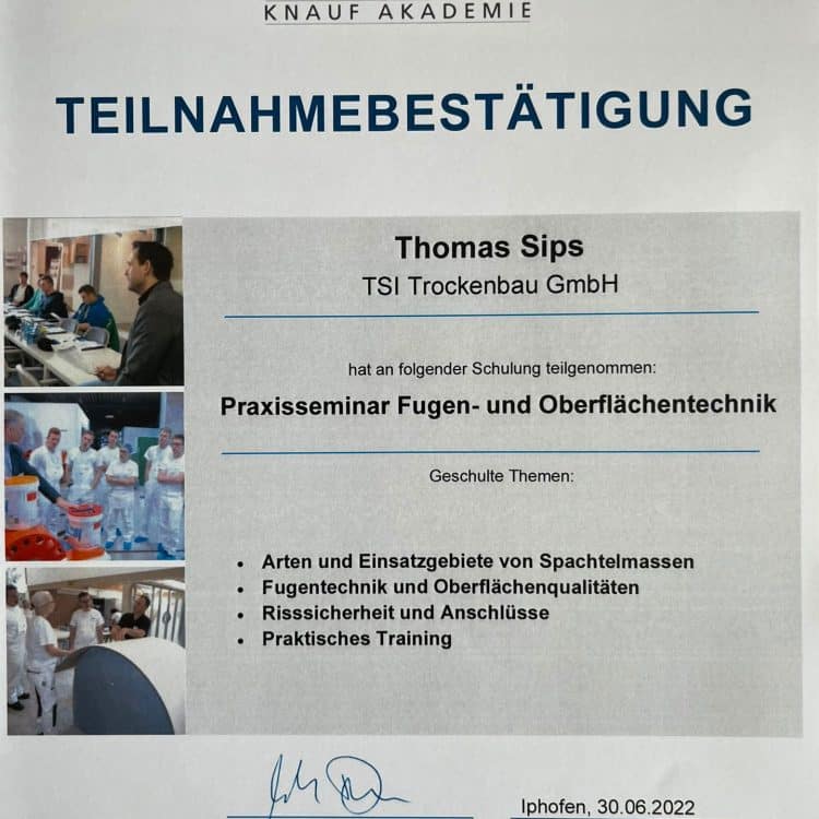 Abbildung Zertifikat Fugen- und Oberflächentechnik